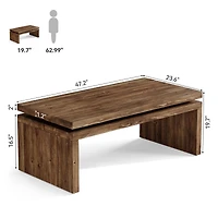 Tribesigns 47.24" Coffee Table with Storage Shelf, Mid-Century Modern Center Table, 3-Tier Rectangle Wooden Tea Table