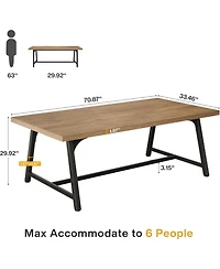 Tribesigns Dining Table for 8 People, 70.87-inch Rectangular Wood Kitchen Table with Strong Metal Frame