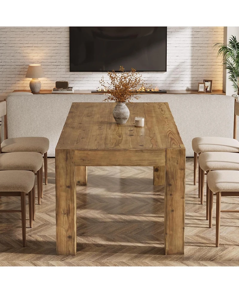 Tribesigns Solid Wood Dining Table for 6, Farmhouse Kitchen Table with Heavy Duty Legs, Rectangular Wood Dinner Table
