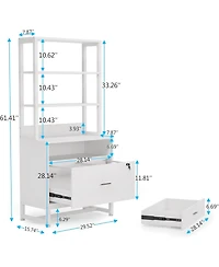 Tribesigns 2 Drawer Vertical File Cabinet with Lock & Bookshelf, Letter Size Large Modern Filing Cabinet Printer Stand with Open Storage Shelves