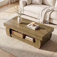 Tribesigns 55-Inch Modern Coffee Table with Open Storage Shelf, Rectangular Center Table