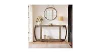 Tribesigns Farmhouse Wooden Console Table with Open Shelf, 63-Inch Long Sofa Entryway Table with Curved Legs for Living Room, Hallway, Entrance