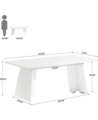 Tribesigns White Wooden 63" Modern Kitchen Table with Glossy Tabletop, Large Rectangle, Seats 4–6 Dining Table