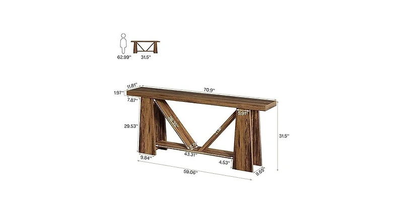 Tribesigns 70.9-Inch Long Console Table, Farmhouse Entryway Table with Storage, Narrow Sofa Console Behind Couch