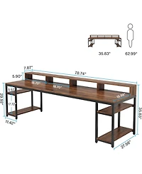 Tribesigns Two Person Desk with Monitor Stand
