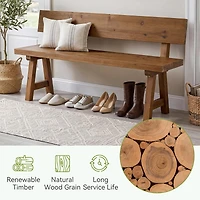 Tribesigns Solid Wood Bench with Back, 47-Inch Long Farmhouse Wooden Indoor Window Bench Seat