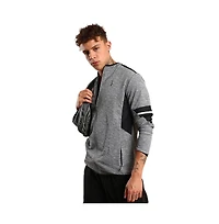 Campus Sutra Men's Grey Heathered Activewear Jacket With Contrast Detail