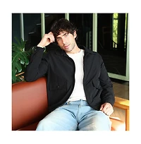 Campus Sutra Men's Obsidian Black Zip-Front Geometric-Jacquard Jacket