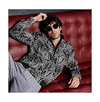 Campus Sutra Men's Midnight Black Stroke-Jacquard Bomber Jacket