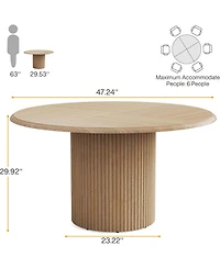 Tribesigns 47" Round Dining Table for 4, Farmhouse Kitchen Table with Metal Base
