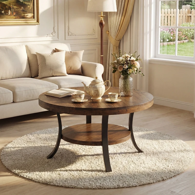 Tribesigns Farmhouse Lift Top Coffee Table - 33.46" Square Wooden Center Table with Hidden Storage for Living Room.
