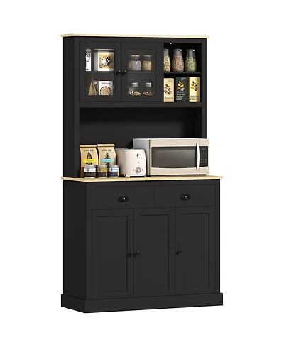 Homcom Kitchen Cabinet with Microwave Sd, 71" Pantry