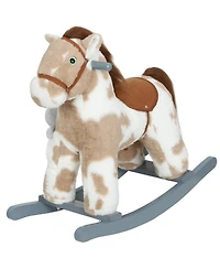 Qaba Rocking Horse, Kids Plush Animal Rocker with Realistic Neigh