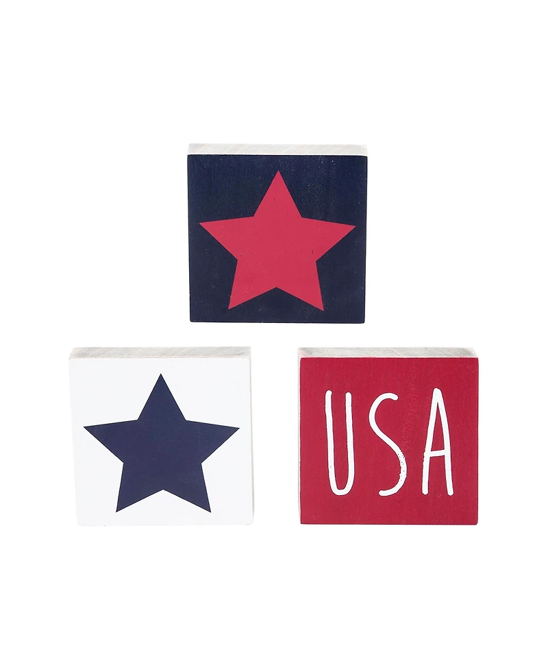 C&F Home Red White & Blue Squares Table Drink Sitters 4th of July Set of 3