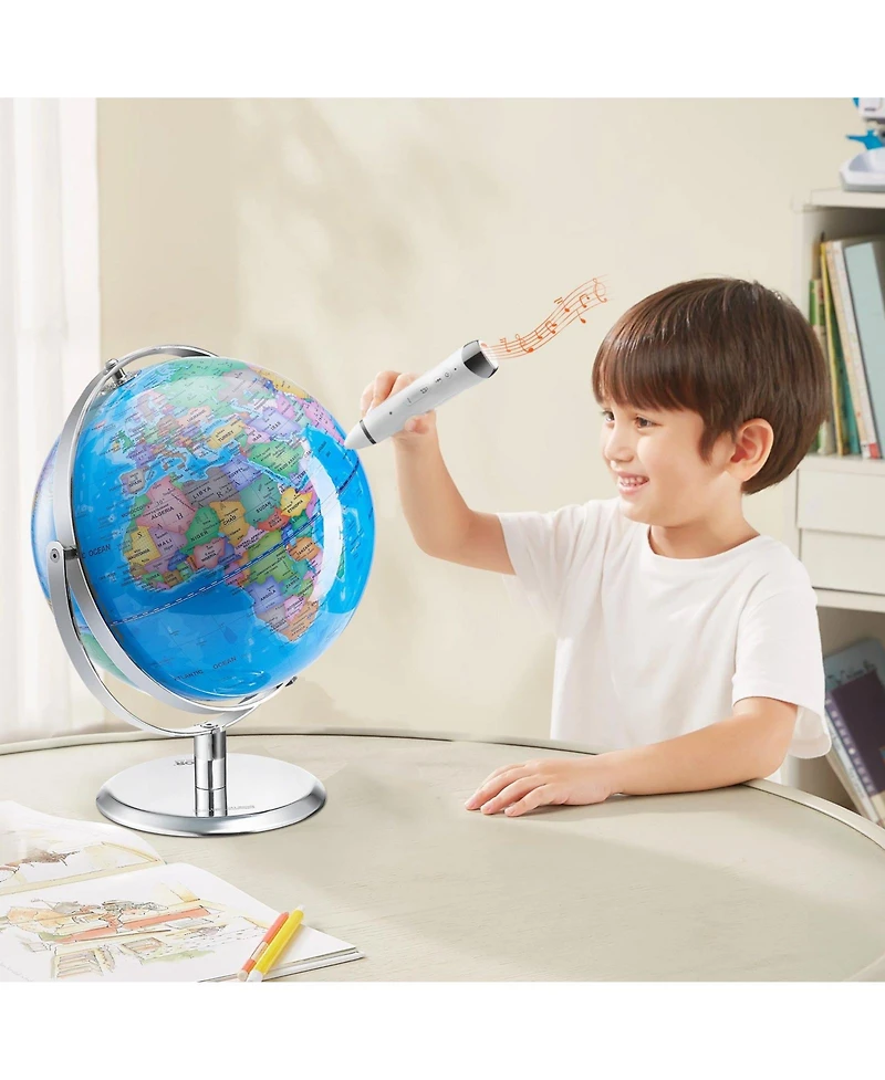 Sugift Talking World Globe 9" Interactive Educational Globe with Talking Pen