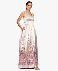 Betsy & Adam Women's Jacquard Pattern V-Neck Long Dress