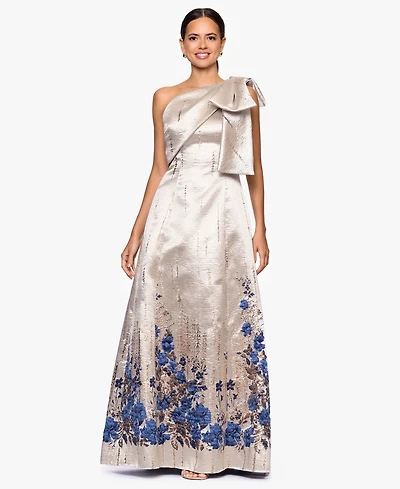 Betsy & Adam Women's One-Shoulder Long Dress