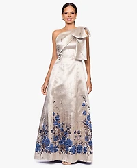 Betsy & Adam Women's One-Shoulder Long Dress