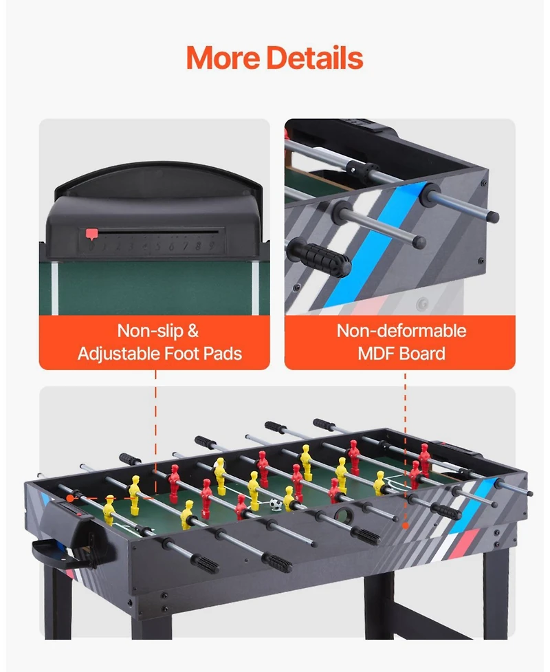Mecale 4-in-1 Combo Game Table, 48" Air Hockey, Pool, Foosball and Ping Pong Multi-Game Table for Family Game Rooms