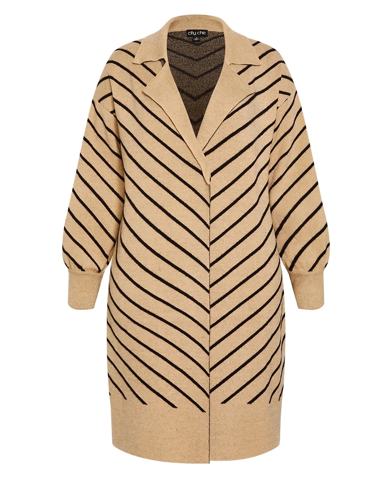 City Chic Women's Plus Stripe Ivy Cardigan