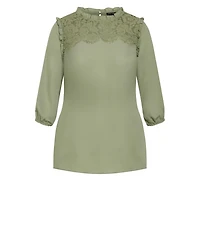 City Chic Women's Plus Size Lace Angel Elbow Sleeve Top