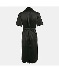 Pre-Owned Off-White Women's Printed Satin Button Front Belted Tokyo Dress