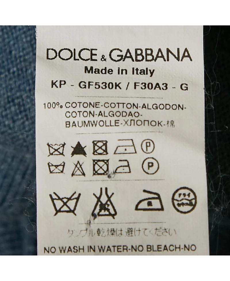 Pre-Owned Dolce & Gabbana Men's Blue Cotton Knit Crew Neck Long Sleeve Sweatshirt