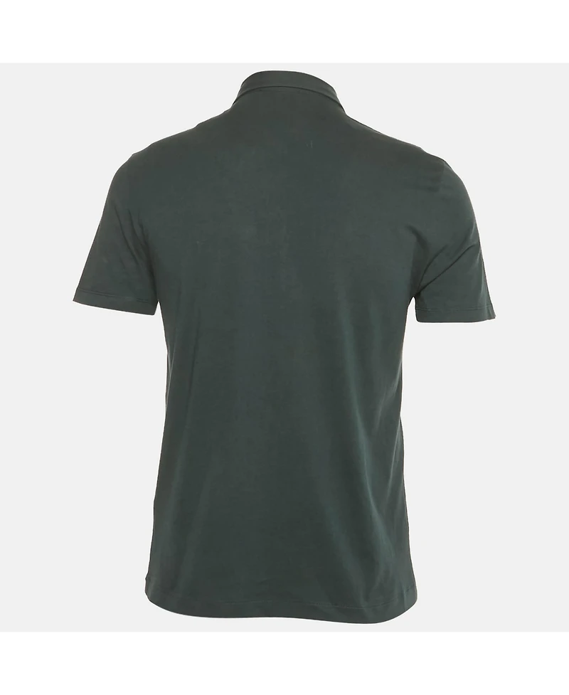 Pre-Owned Versace Men's Collection Green Logo Applique Detail Cotton Polo T-Shirt