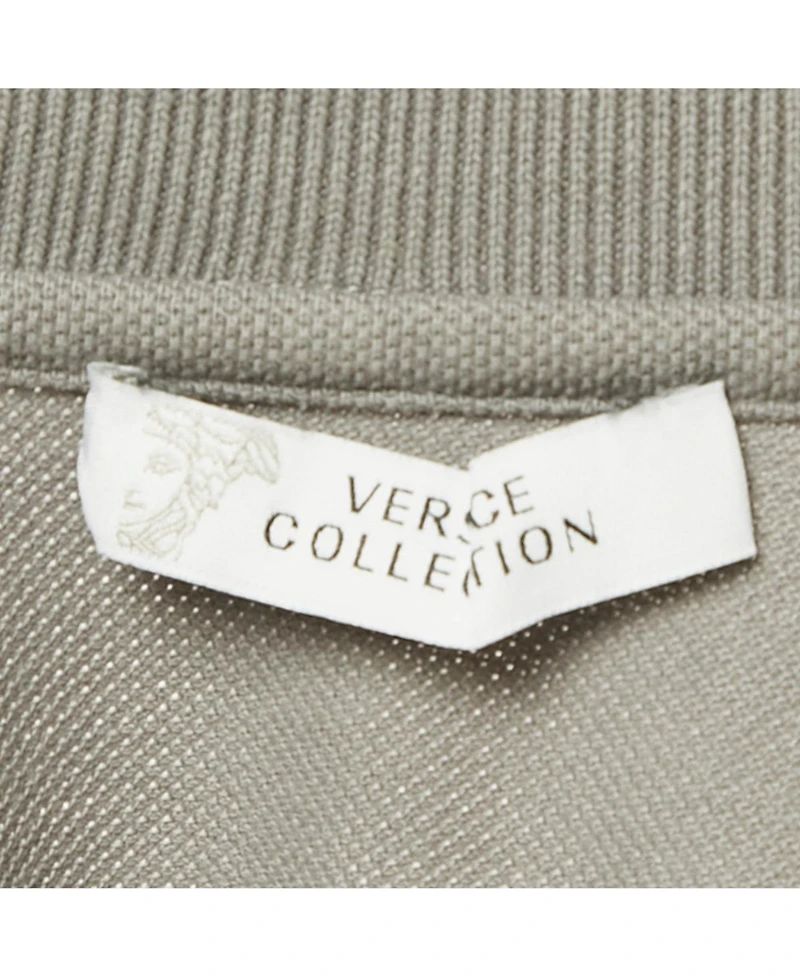 Pre-Owned Versace Men's Collection Grey Medusa Embroidered Cotton Polo T-Shirt