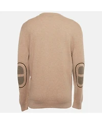 Pre-Owned Hermes Men's Brown Leather Trim Cashmere Knit Sweater