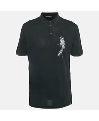 Pre-Owned Dolce & Gabbana Men's Bird Applique Cotton Pique Polo T-Shirt