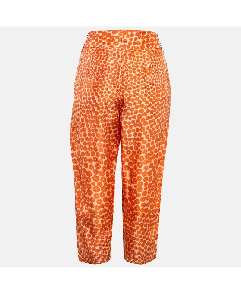 Pre-Owned Stella Mccartney Women's Orange Ditsy Floral Print Silk Trousers