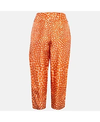 Pre-Owned Stella Mccartney Women's Orange Ditsy Floral Print Silk Trousers