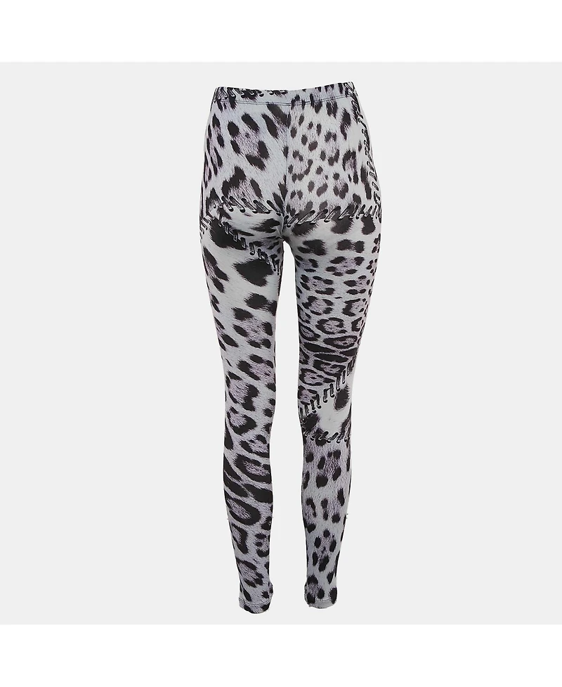 Pre-Owned Roberto Cavalli Women's Blue Leopard Print Jersey Leggings
