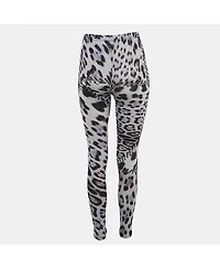 Pre-Owned Roberto Cavalli Women's Blue Leopard Print Jersey Leggings