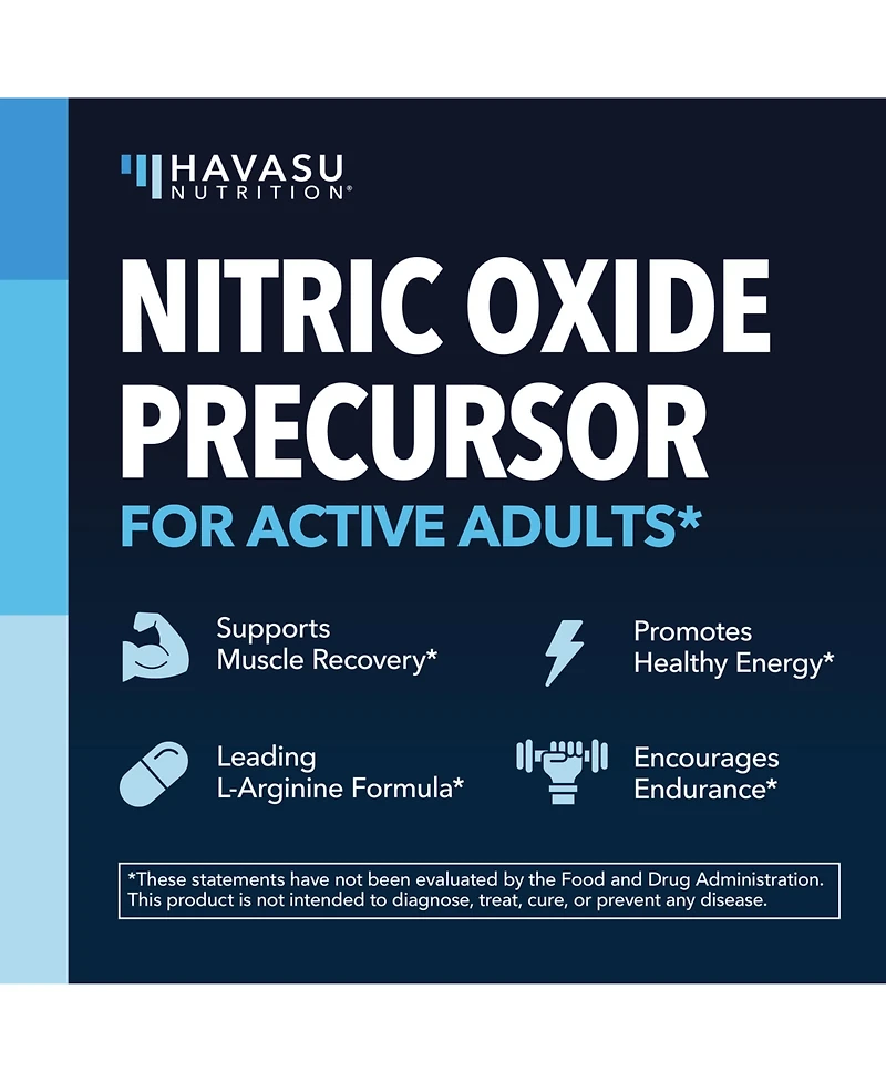 L-Arginine Capsules for Men's Stamina, Endurance & Performance, Havasu Nutrition, 60ct