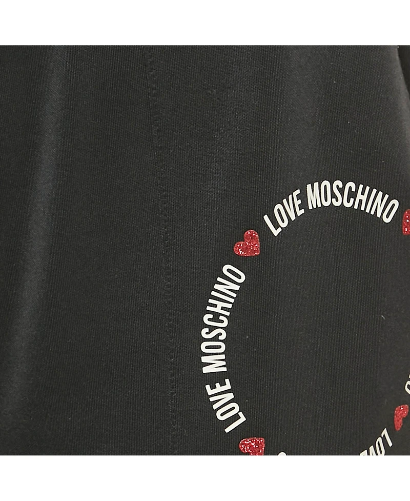 Pre-Owned Love Moschino Women's Black Logo Printed Jersey Track Pants