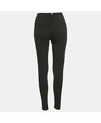 Pre-Owned Tom Ford Women's Black Crepe Leather Trim Trousers
