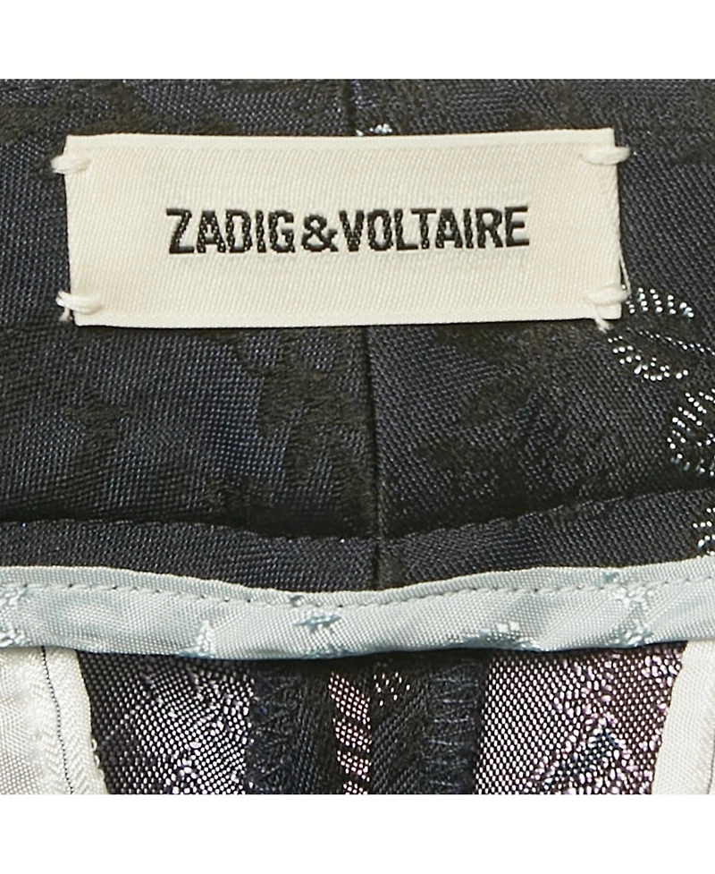 Pre-Owned Zadig & Voltaire Women's Navy Blue Tattoo Posh Jacquard Trousers