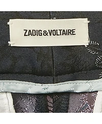 Pre-Owned Zadig & Voltaire Women's Navy Blue Tattoo Posh Jacquard Trousers