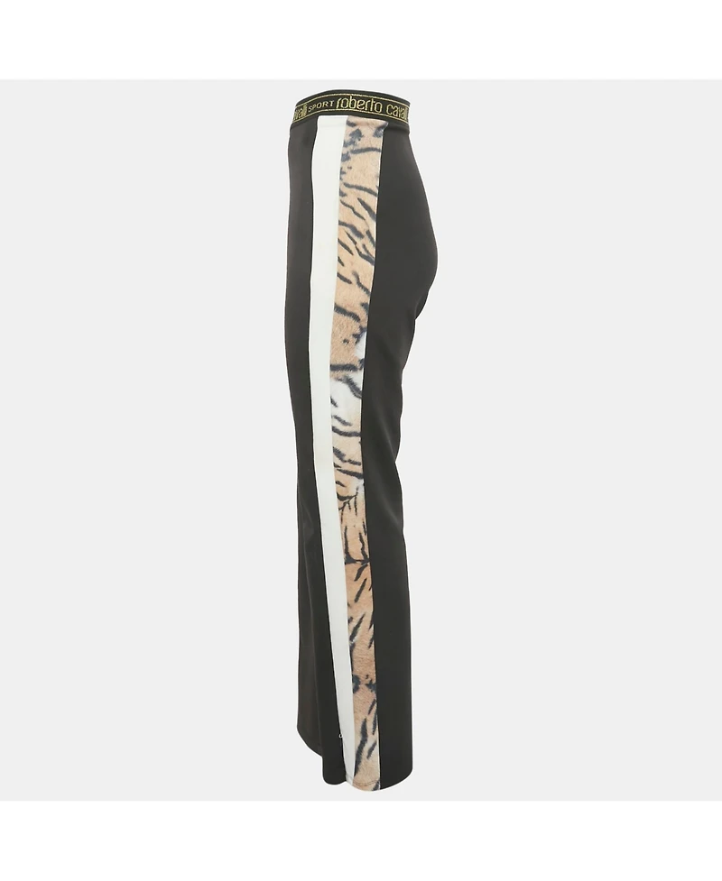 Pre-Owned Roberto Cavalli Women's Black Jersey Contrast Trimmed Pants