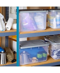 Rubbermaid 4 Pack Roughneck Clear Storage Containers, Stackable Totes, 66 Quart