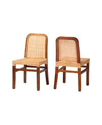Furniture Caspia 2-Pc. Rattan Mid-Century Dining Chair Set