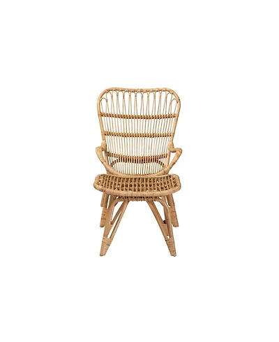 Boxton Studio Earvin 2-Pc. Rattan Bohemian Armchair and Footstool Set