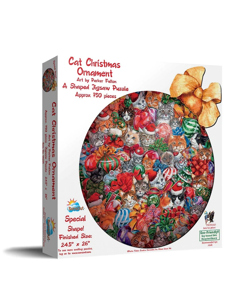 SunsOut Cat Christmas ornament 750 piece Jigsaw Puzzle for Adults Special Shape Christmas