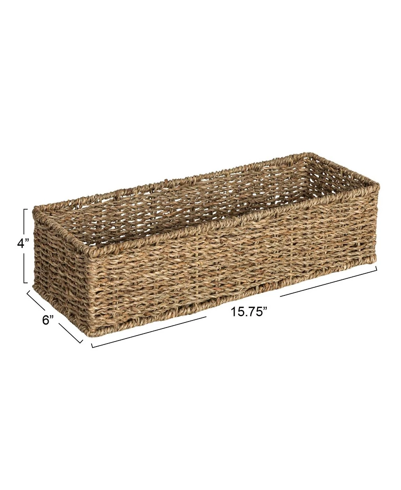 Household Essentials Handwoven Paper Rope Rectangular Storage Basket, Black