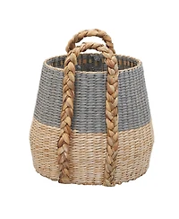 Household Essentials Cattail and Paper Terra Basket, Natural and Black