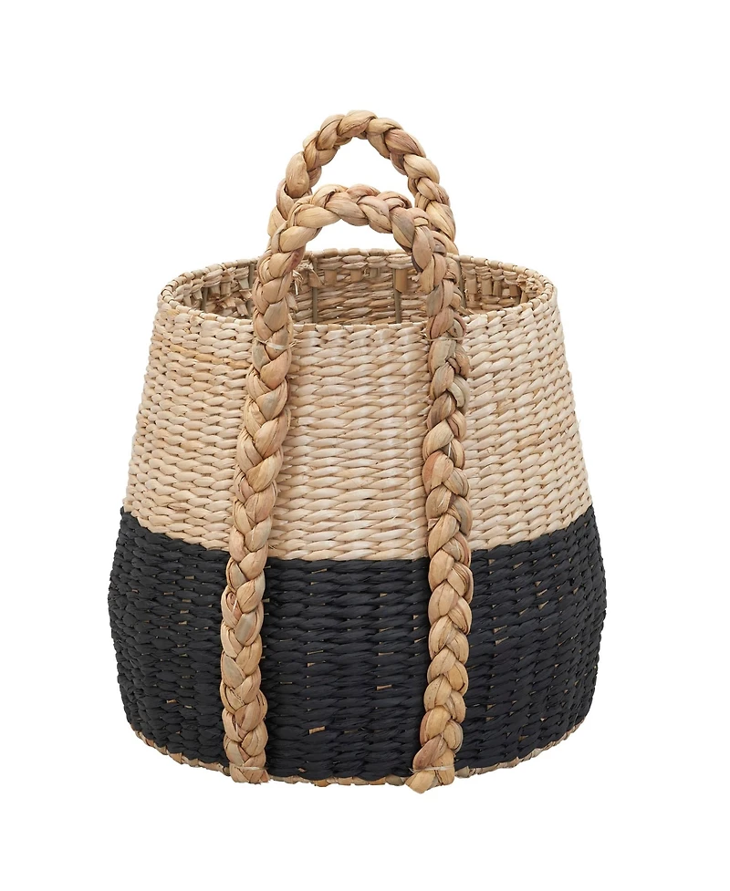 Household Essentials Cattail and Paper Terra Basket, Natural and Black