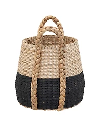 Household Essentials Cattail and Paper Terra Basket, Natural and Black