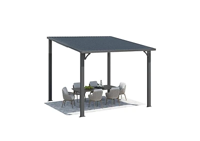 Aecojoy 10'X10' Hardtop Gazebo Outdoor Pergola Lean to Metal Pergolas